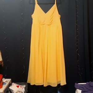 Yellow white polka dot dress